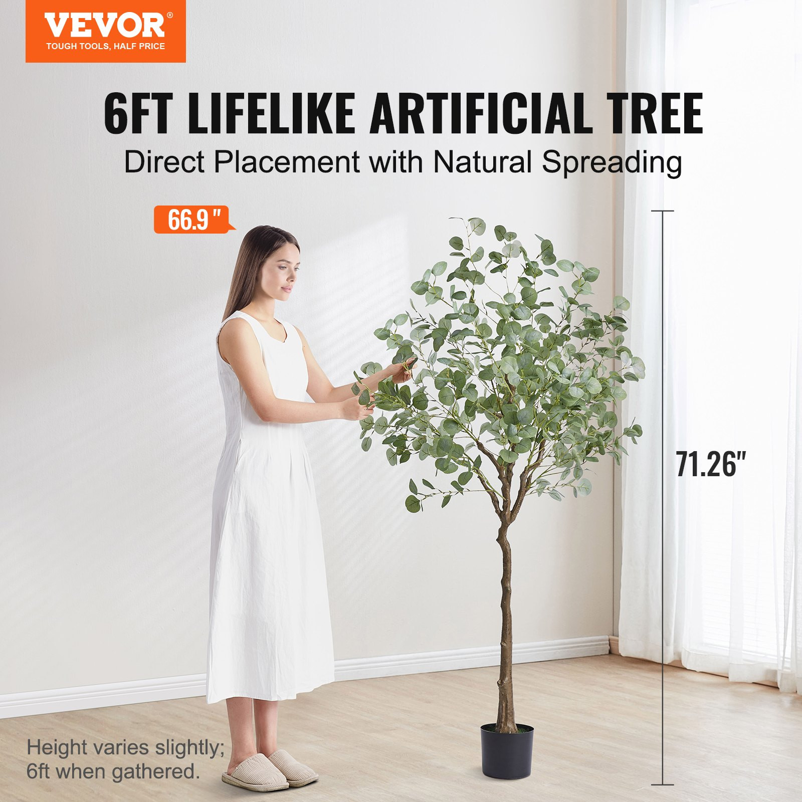 VEVOR Artificial Eucalyptus Tree, 6 FT Tall Faux Plant, Secure PE Material & Ant