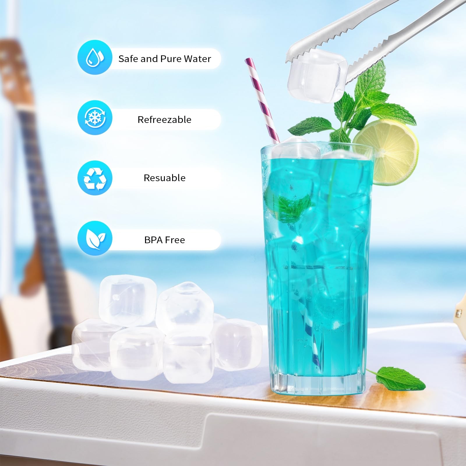 380 Pack Reusable Ice Cube for Drinks – Refreezable Plastic Ice Cubes Without…