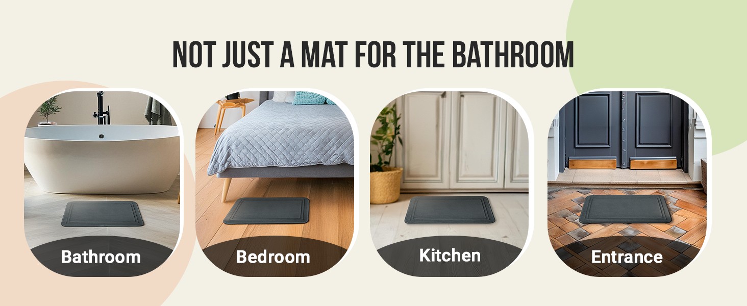 Memory Foam Bath Mat 59×23, Non Slip, Machine Washable, Quick Dry & Absorbent