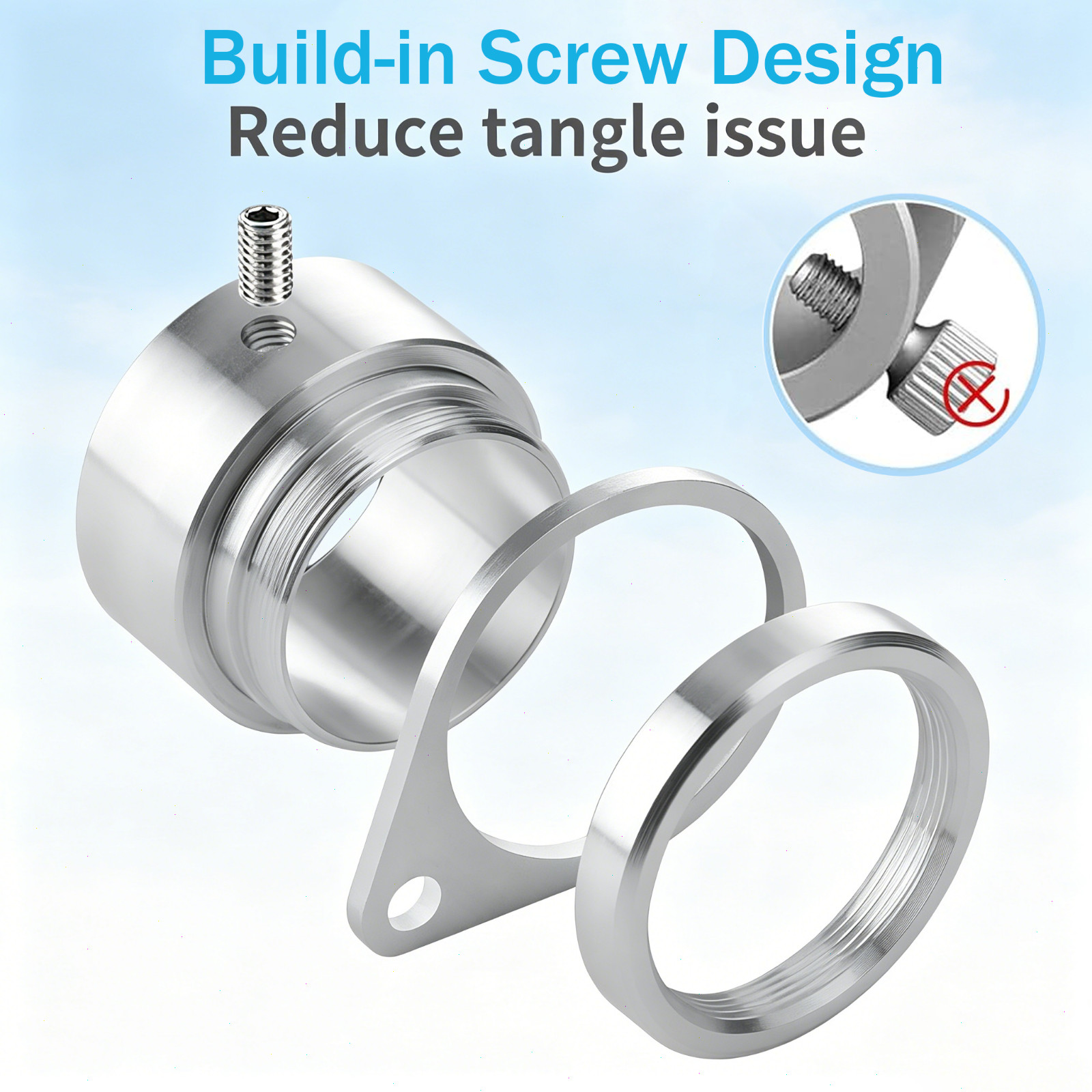 Flag Pole Rings, Aluminum Alloy 360° Rotating Anti Wrap Flag Spinning Ring Clips