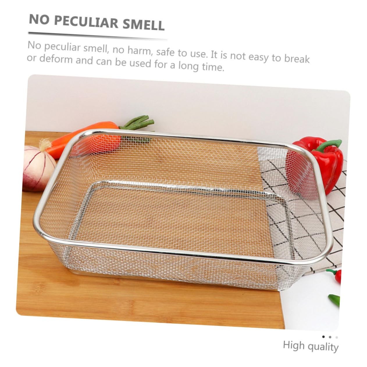 Stainless Steel Fine Mesh Shallow Drain Basket Sieve 13.4×9.8 In