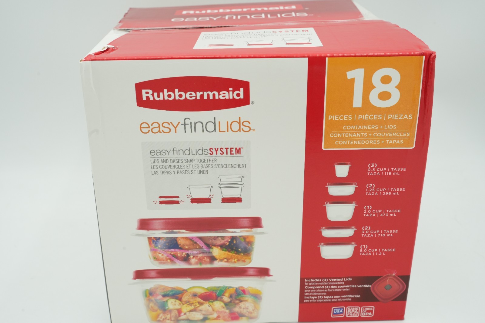 SEALED Rubbermaid Easy Find Lids 18 Piece Plastic Food Storage Container Set