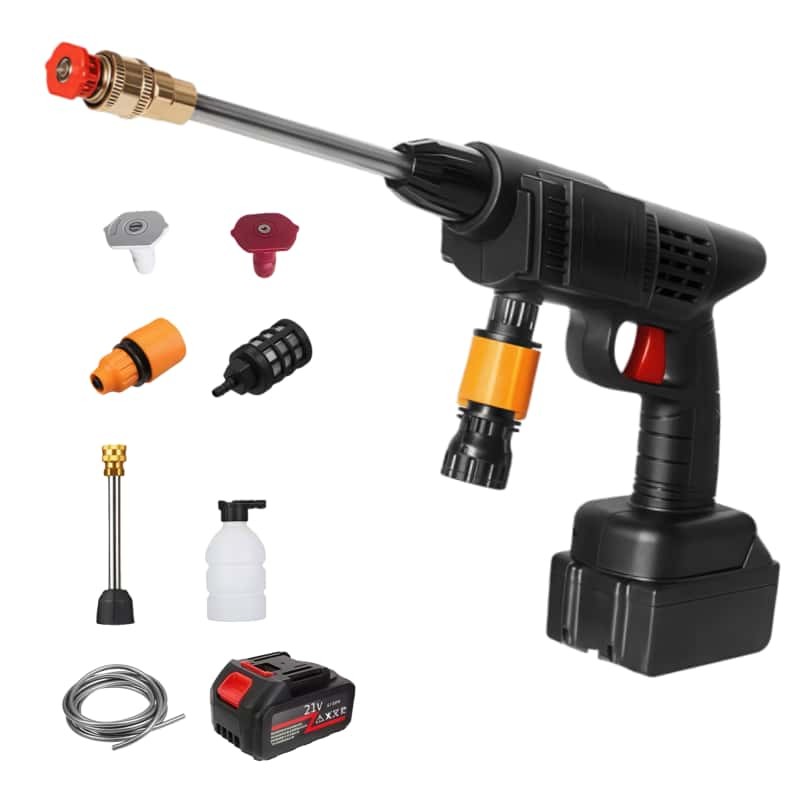 21V Portable Cordless Pressure Washer with 1 Battery Car Washer Full Kit
