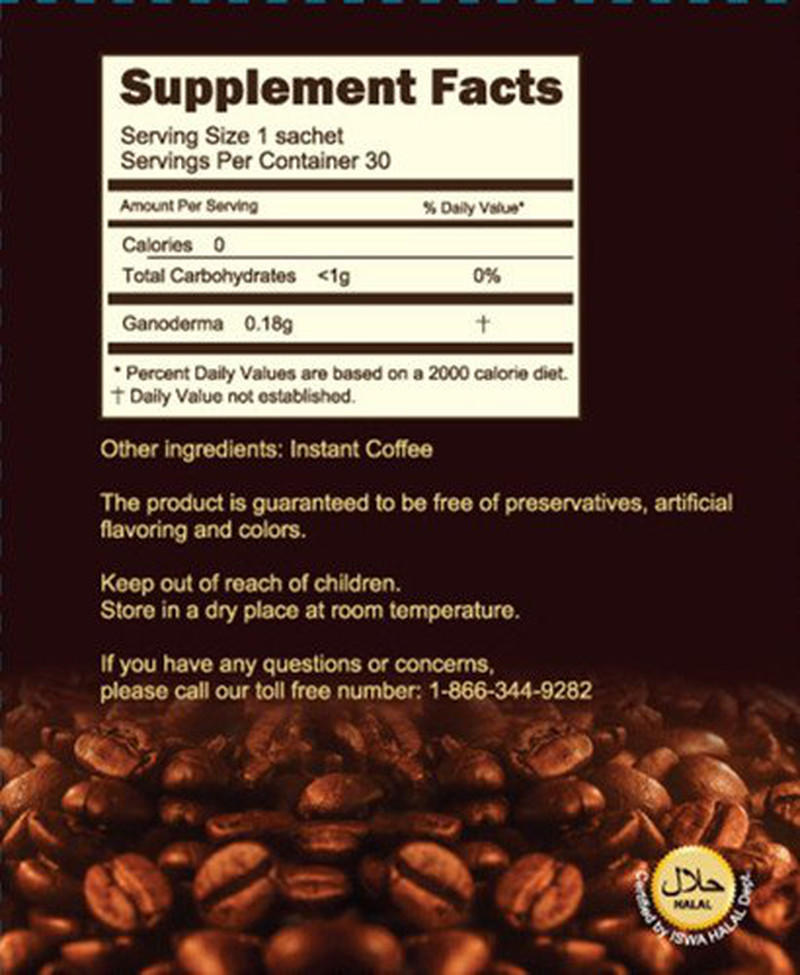 LONGREEN Coffee King 2 in 1 Ganoderma Mushroom Coffee – Made in USA – 30 Sachets