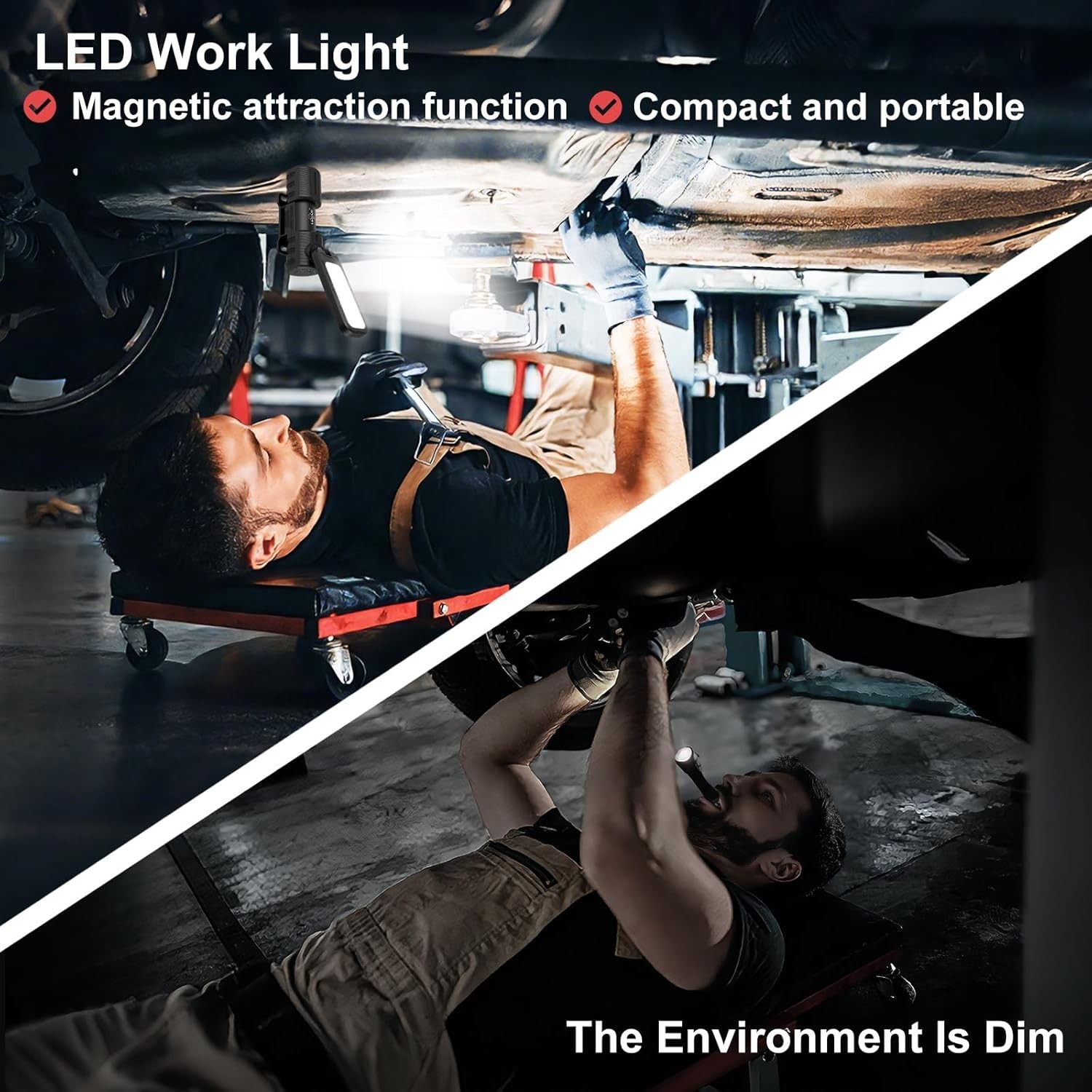 Rechargeable 5000LM Magnetic Work Light,180° Rotate Mechanic Work Light for C…