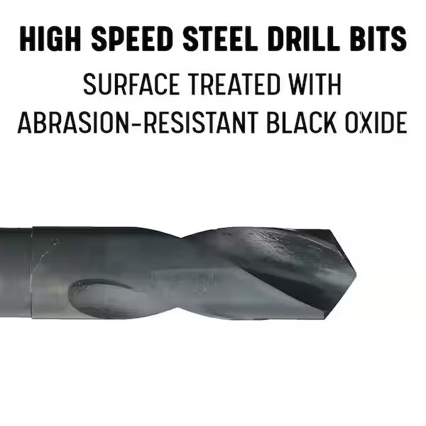 37/64 In. High Speed Steel Black Oxide Reduced Shank Specialty Drill Bit with 3/