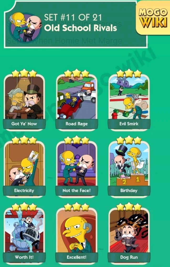 Mono..ly Sticker Go All 1-2-3-4-5-6 Star Very Low price(0.99) The Simpsons Album