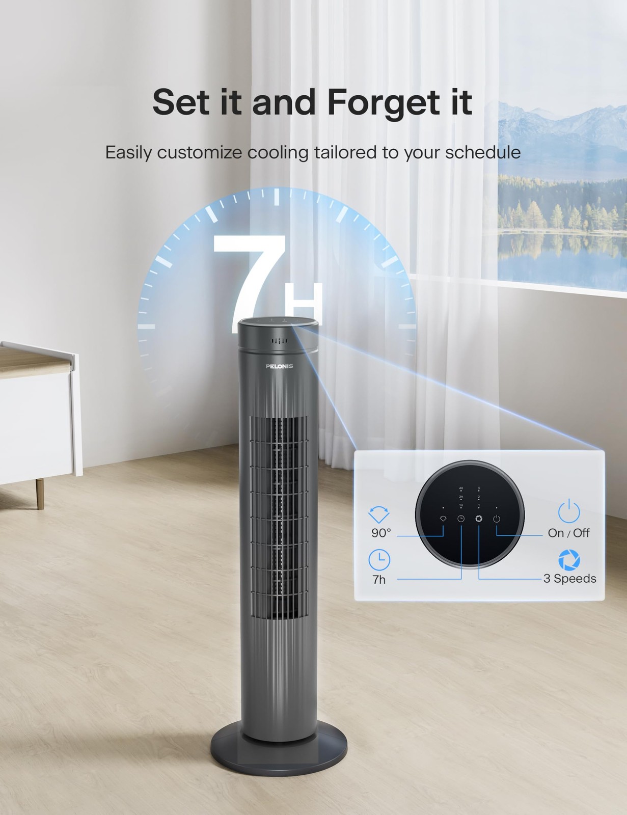 PELONIS 30Inch Oscillating Tower Fan for Bedroom – 3 Speed, 37dB Quiet Tower …