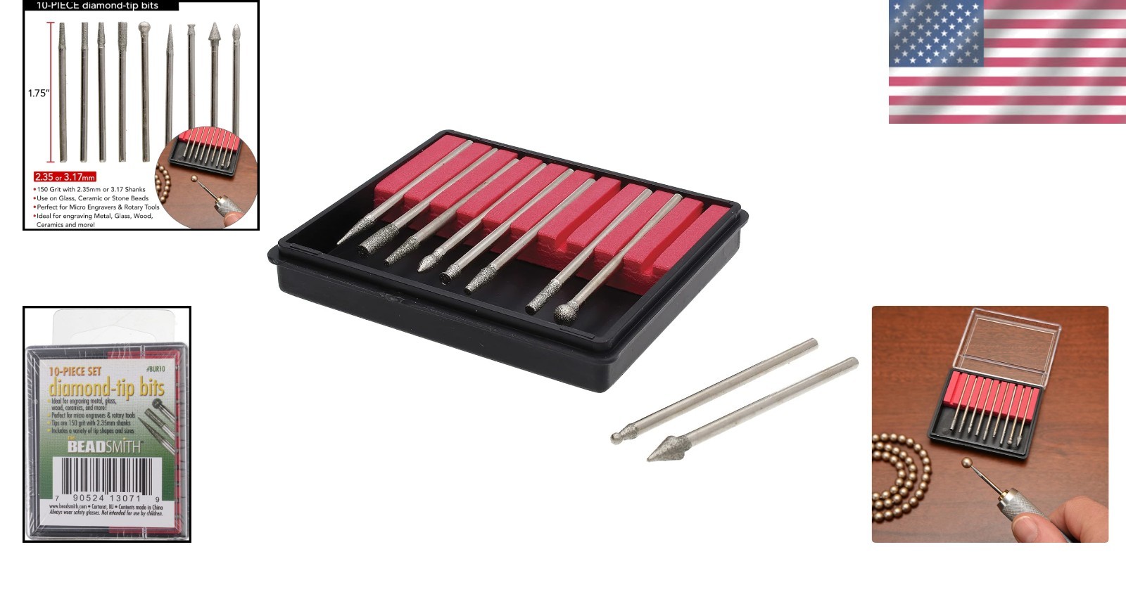 Diamond Coated Burr Set – 10 Bits with 2.35mm & 3.17mm Shanks for Versatile Use