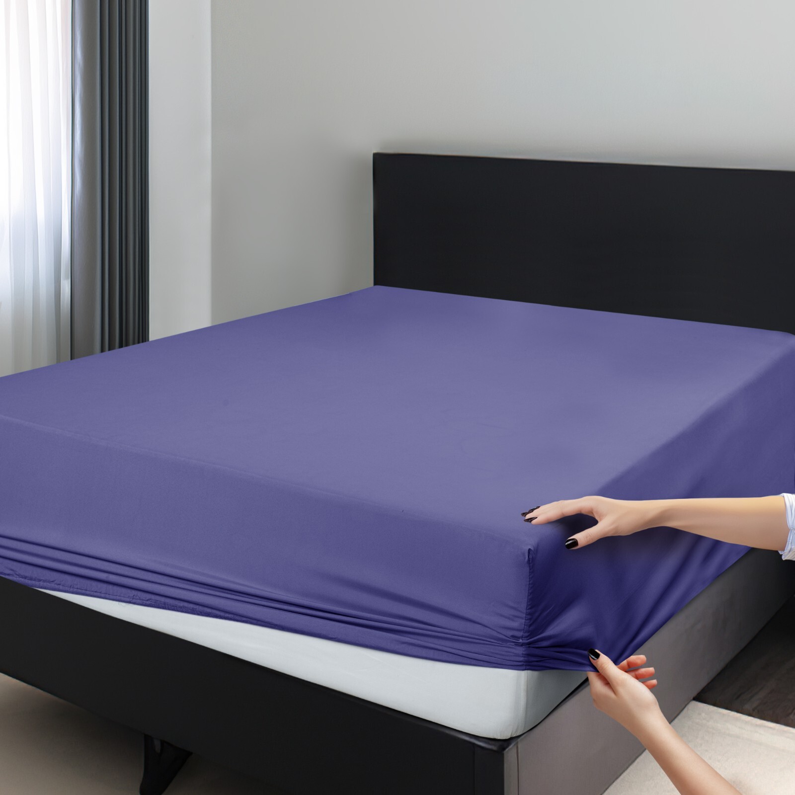 1800 Deep Pocket Fitted Sheet Queen King Fully Elastic Fitted Sheets Bed Sheets
