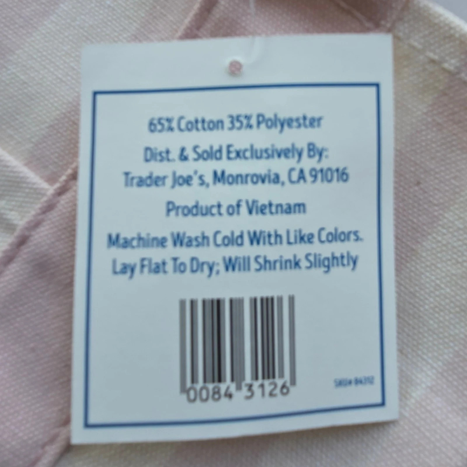 Trader Joe’s MINI Canvas Reusable Bag, with Off White or Tan, LIGHT PINK STRIPES