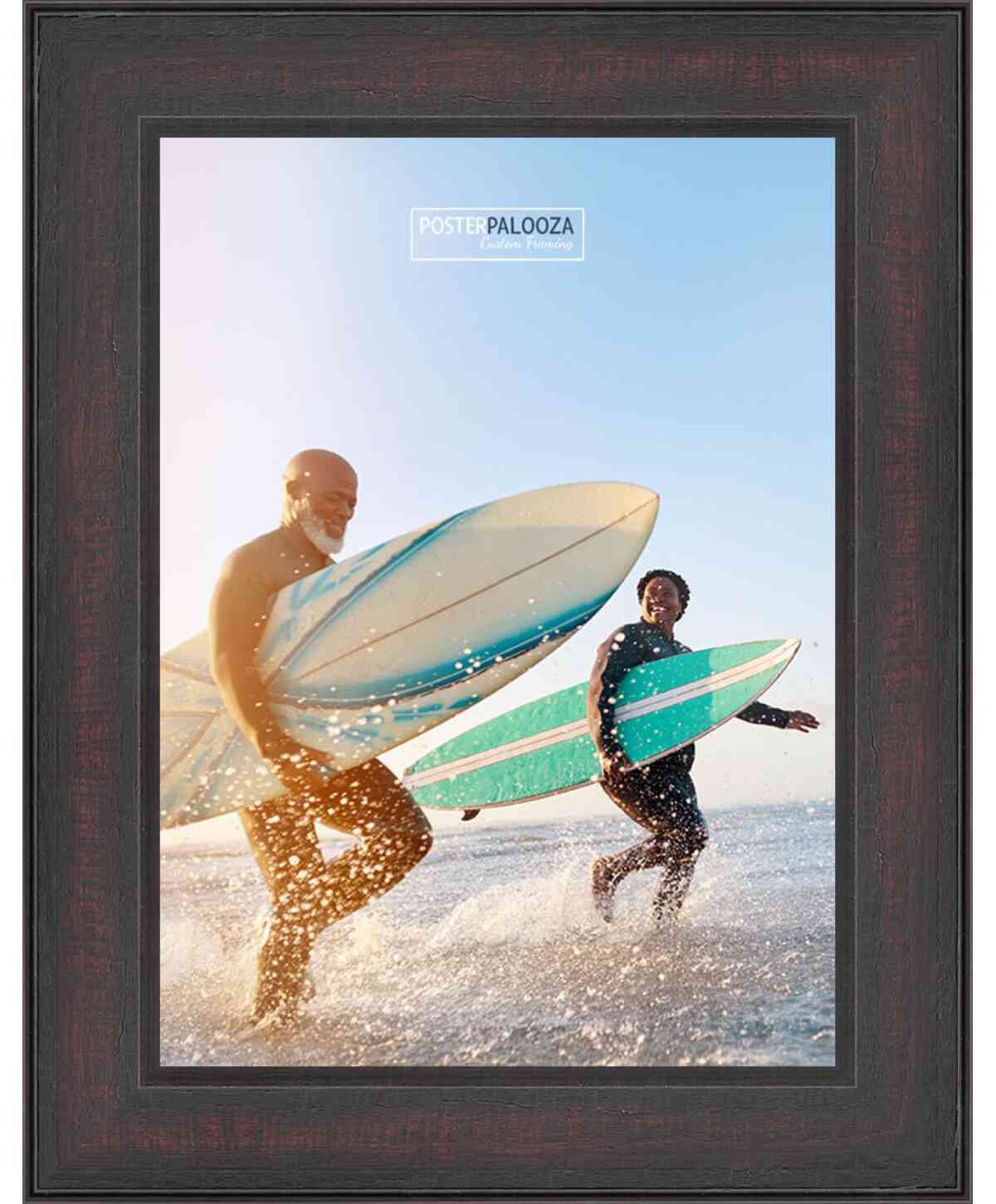 Panoramic Distressed Brown Picture Frame – UV Acrylic, Backing, Hanging Hardware