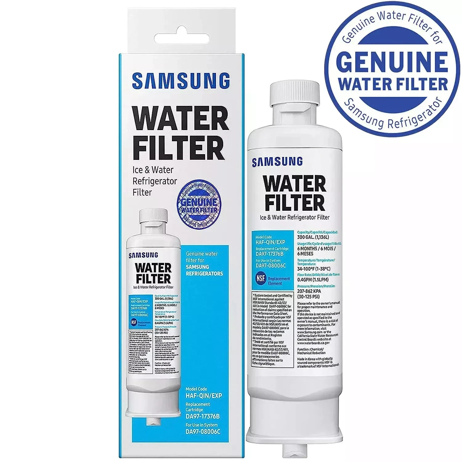 NEW 1 PACK Genuine Samsung DA97-17376B HAF-QIN/EXP REFRIGERATOR Water Filter