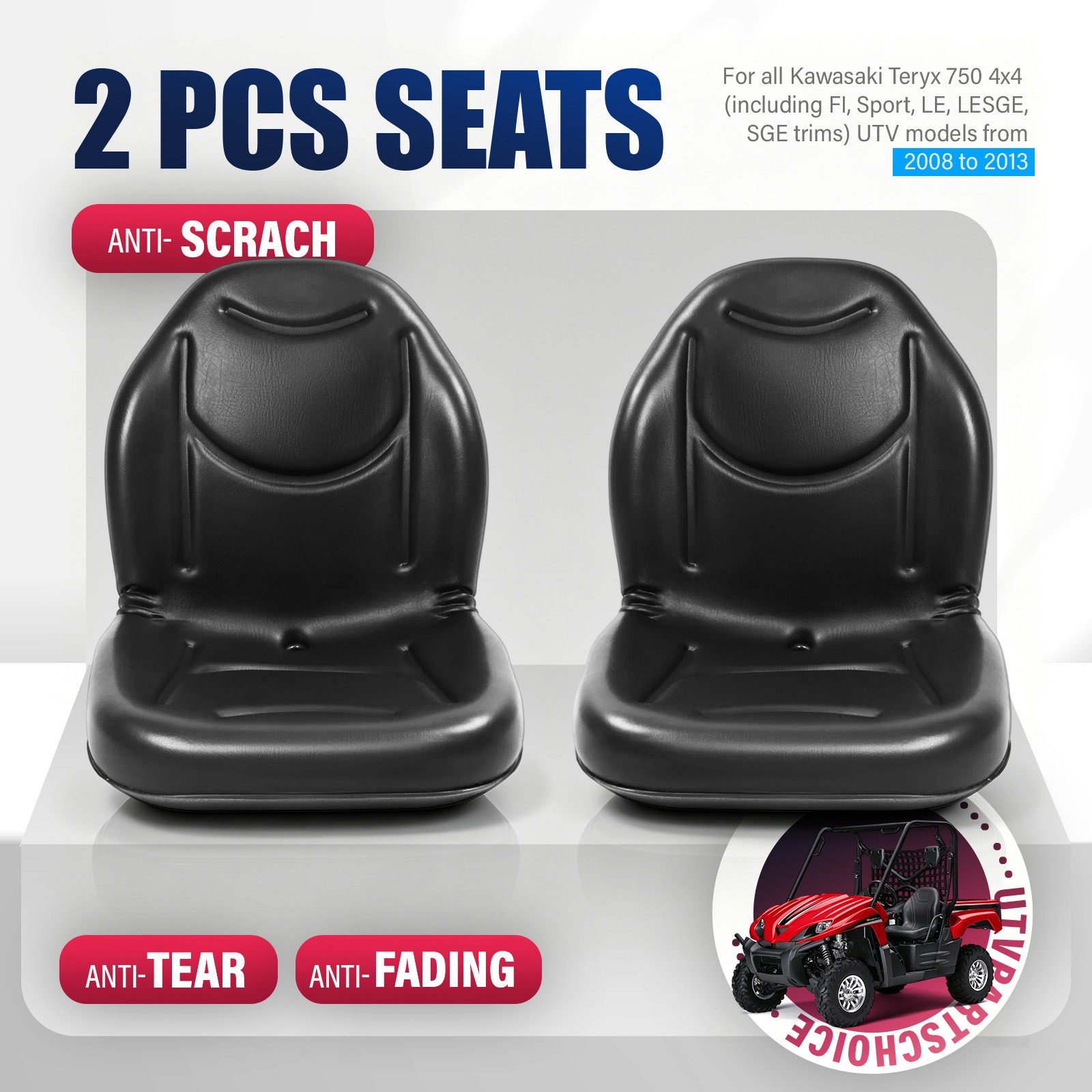 2 Pcs Seats Black For Kawasaki Teryx 750 Fi 4X4 2008-2013 #53066-0195