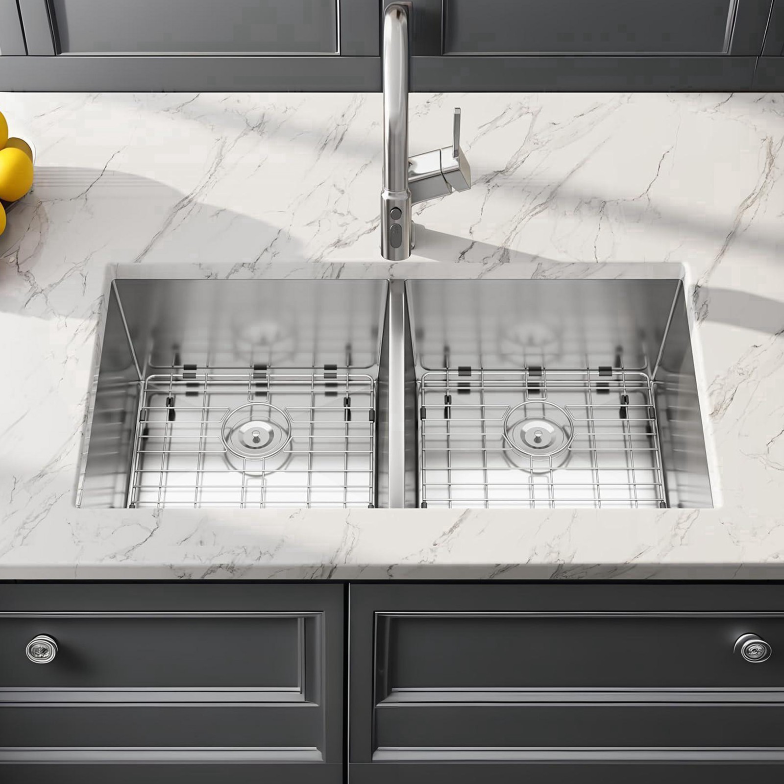 32″ Undermount Double Bowl Kitchen Sink Stainless Steel Sink with Accessories