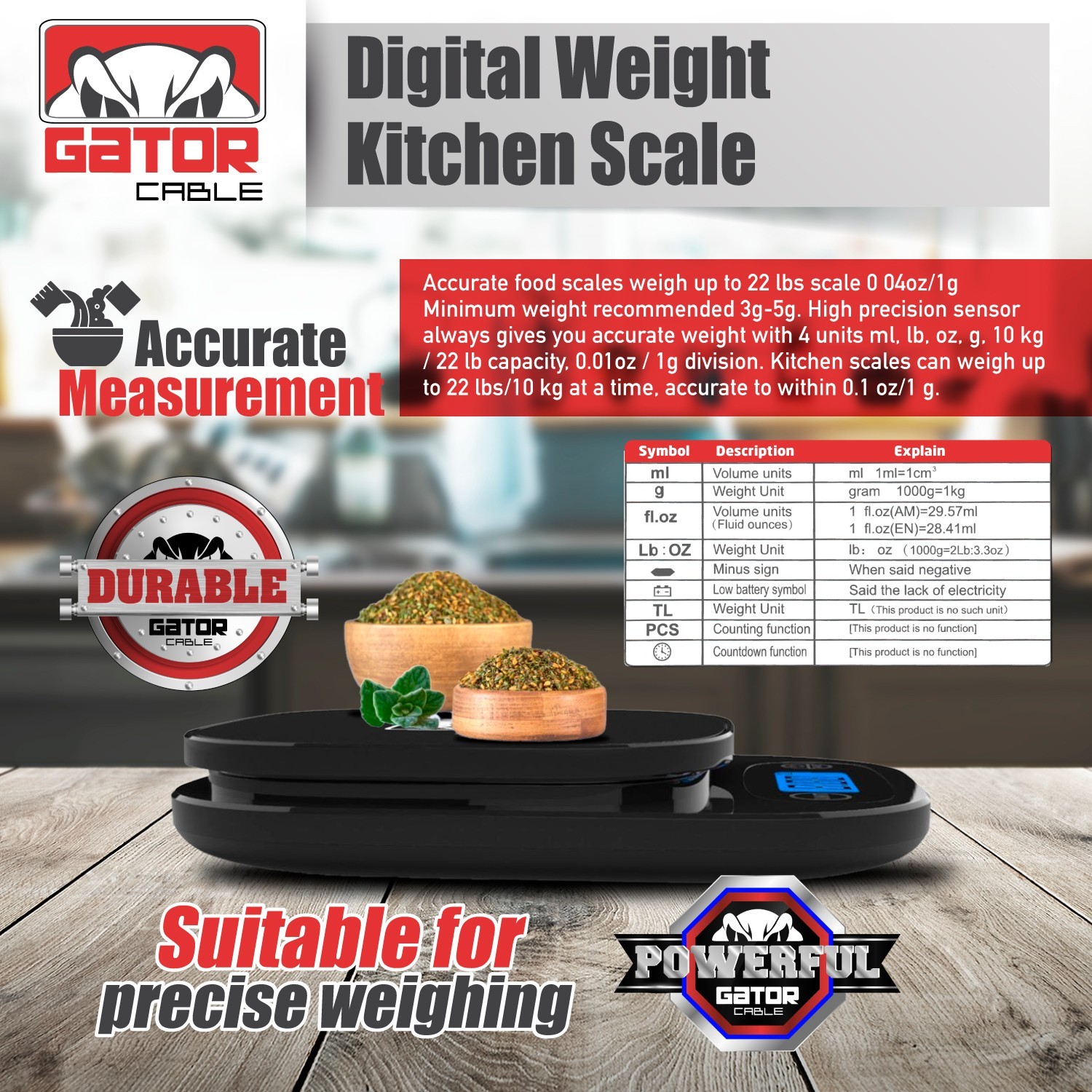 Digital Kitchen Scale Food Diet Multifunction Weight Balance 10,000g 22lb x 0.5g
