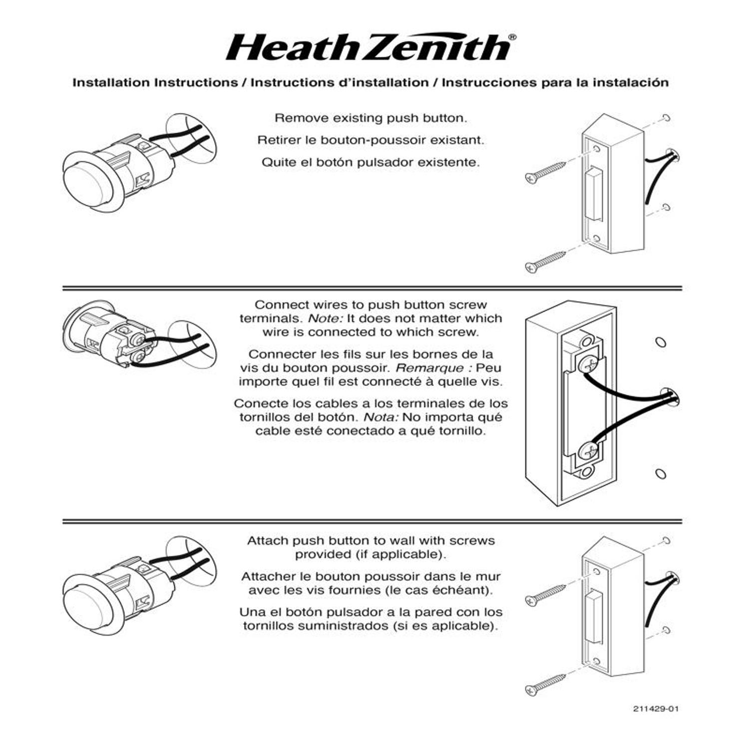 Heath Zenith SL-664-03 Black Wired Pushbutton Doorbell 2.89 Hx0.08 Wx0.74 D in.