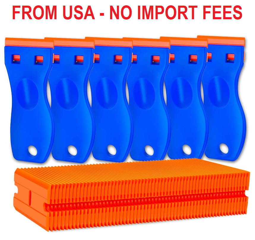 Plastic Razor Blade Scraper Tool, 6 Pcs Razor Scraper with 60 Pcs Plastic Blades