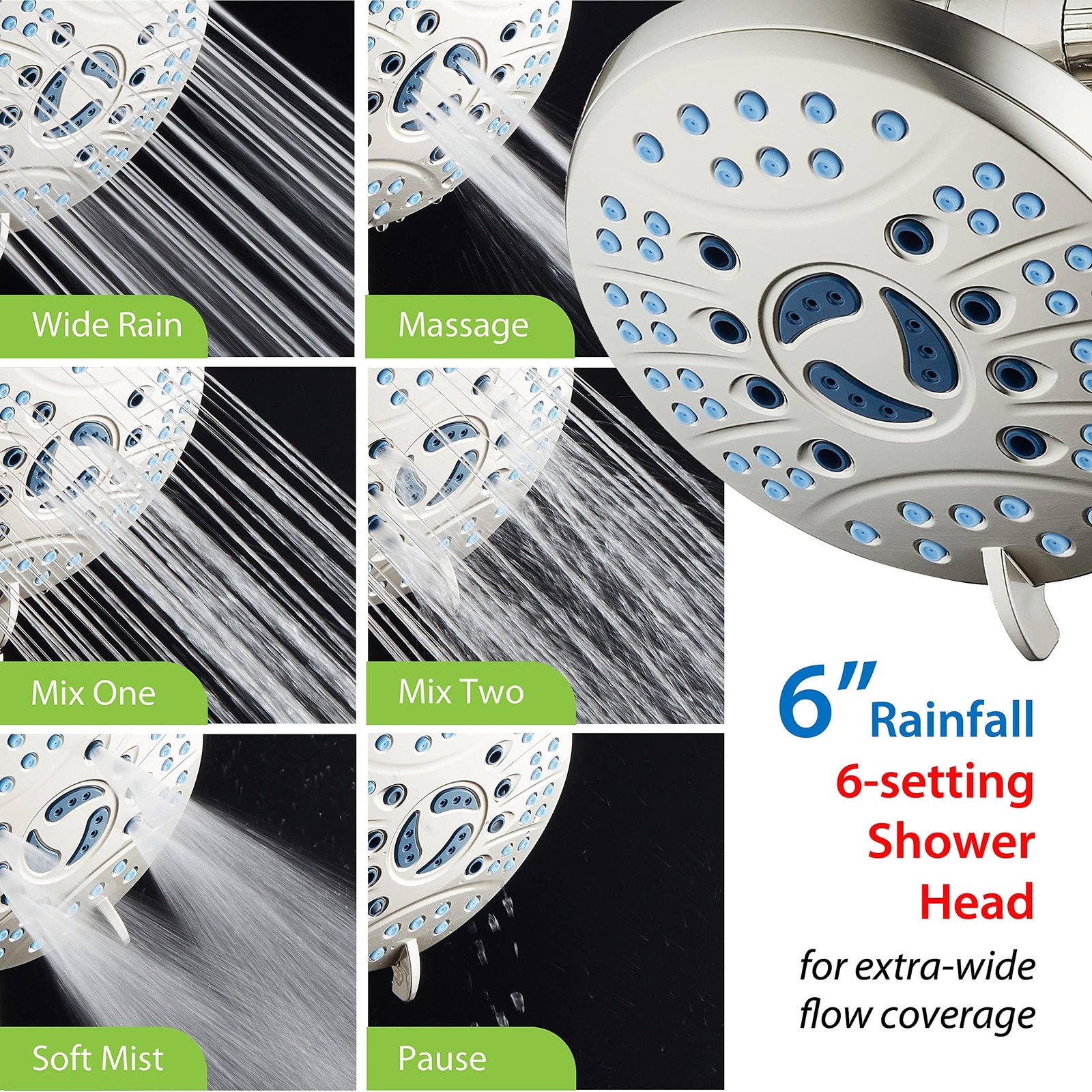 Hotel Spa AquaCare 50-mode High Pressure 7 Inch Shower Head Combo w/Dual Power