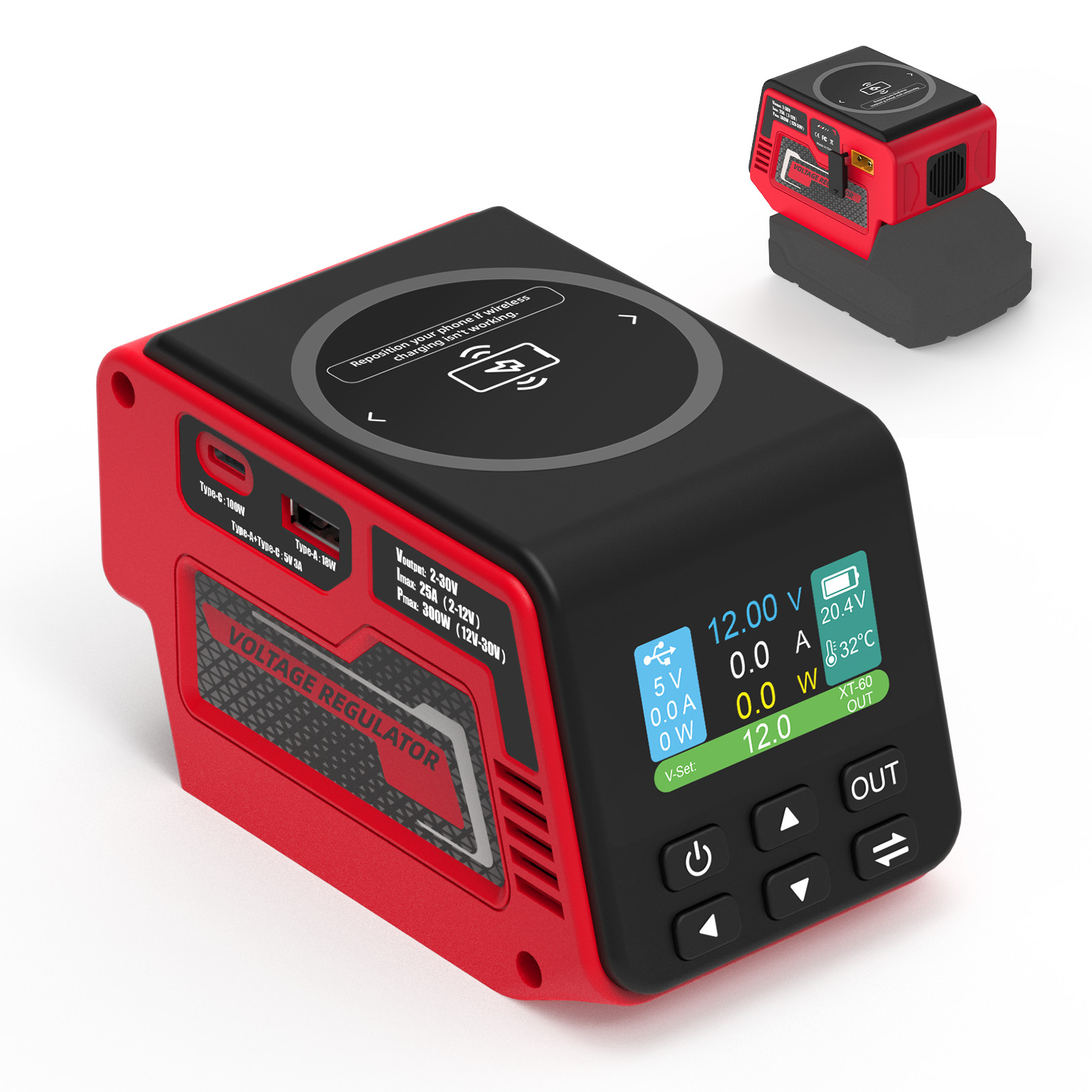 2-Pack 300W Power Regulator Compatible with Milwaukee 18V Battery (No Battery)