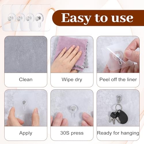 20Pcs Heavy Duty Self Adhesive Hooks, No-Trace Sticker Frame Hangers Without