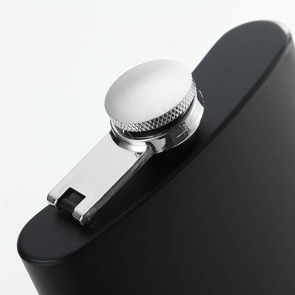 8 oz Matte Black Pocket Liquor Whiskey Hip Flask with Funnel, Stainless Steel