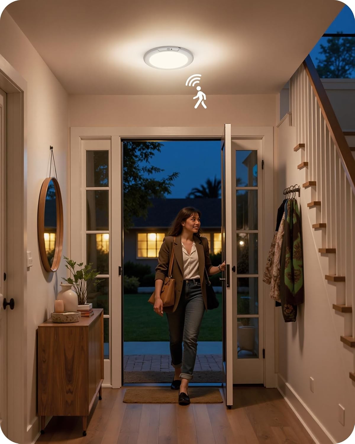 2/4 Pack Wireless Rechargeable Motion Sensor Ceiling Light with Remote Control