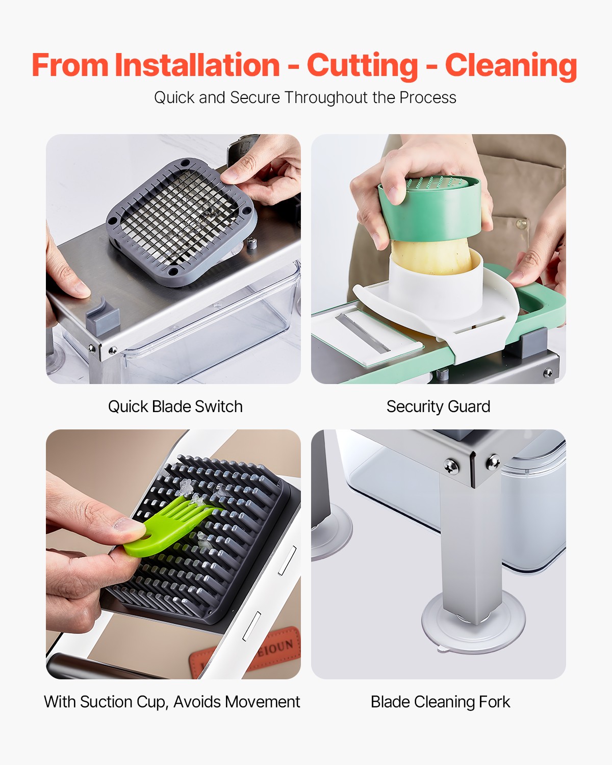 VEVOR Vegetable Chopper Mandoline Slicer All-in-1 Food Veggie Cutter 9 Blades