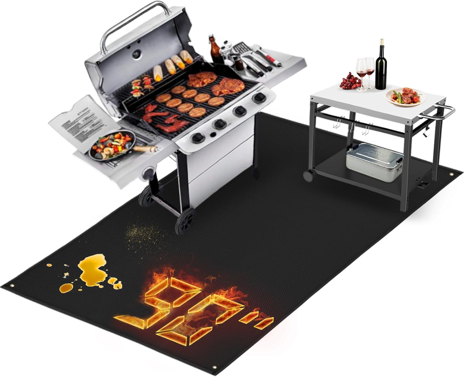 90x48in Extra Large Grill Mat for Outdoor Grill – Easy to Clean BBQ Mat