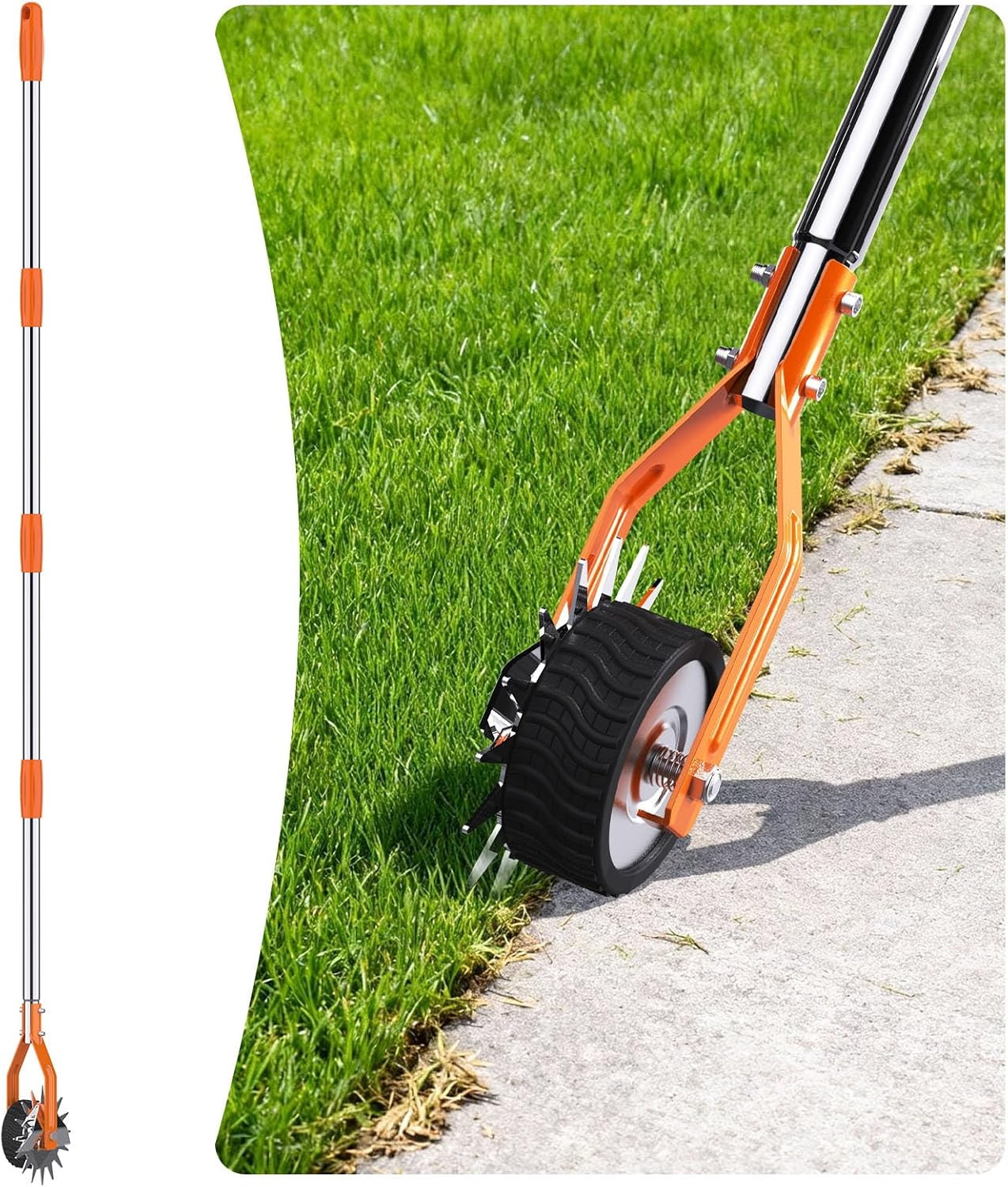 Edger Lawn Tool – 67 Inch Wheel Rotary Lawn Edger with Adjustable Stainless Stee