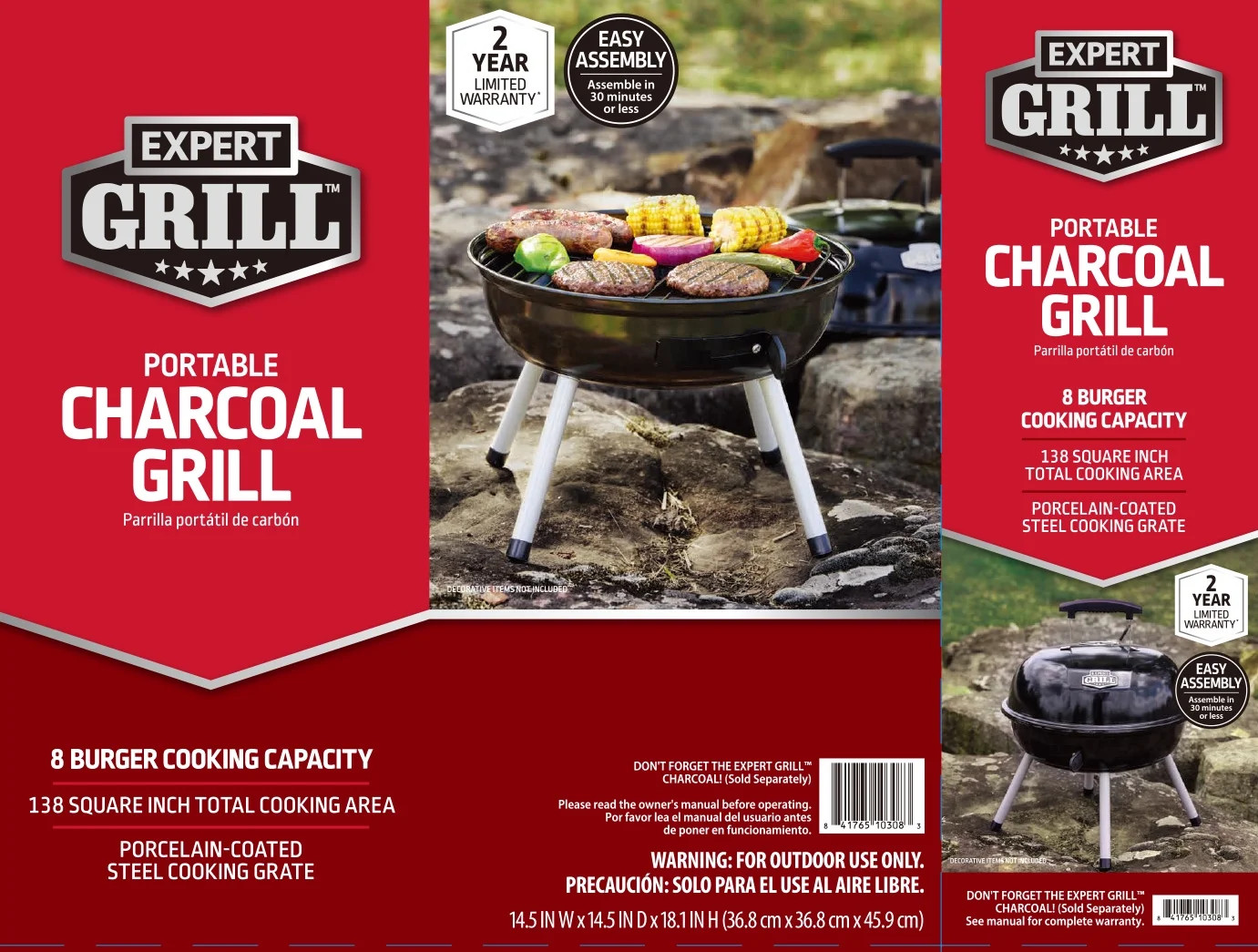 14.5 Inch Portable Charcoal Grill, Black