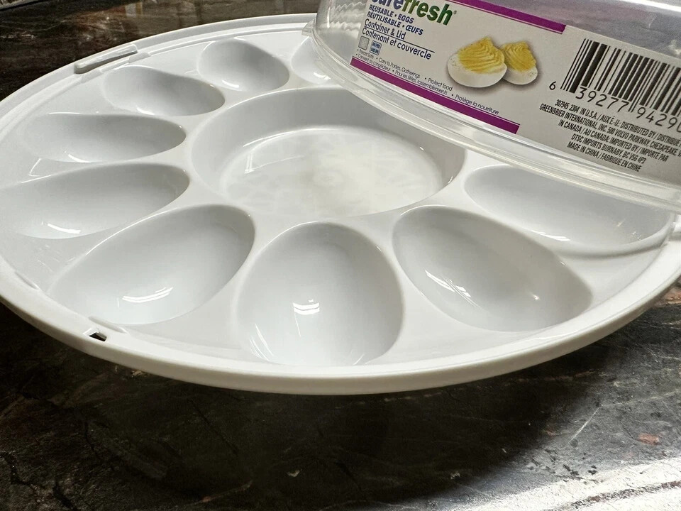 Sure Fresh Deviled Egg Carriers with Lids, 10.375X3.5 In. Clear Top white tray