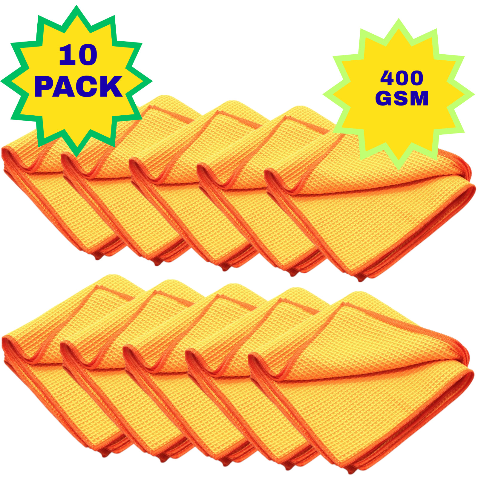 Bulk Case of 10 Microfiber Waffle Textured Cleaning Cloths,16×16, Lint Free