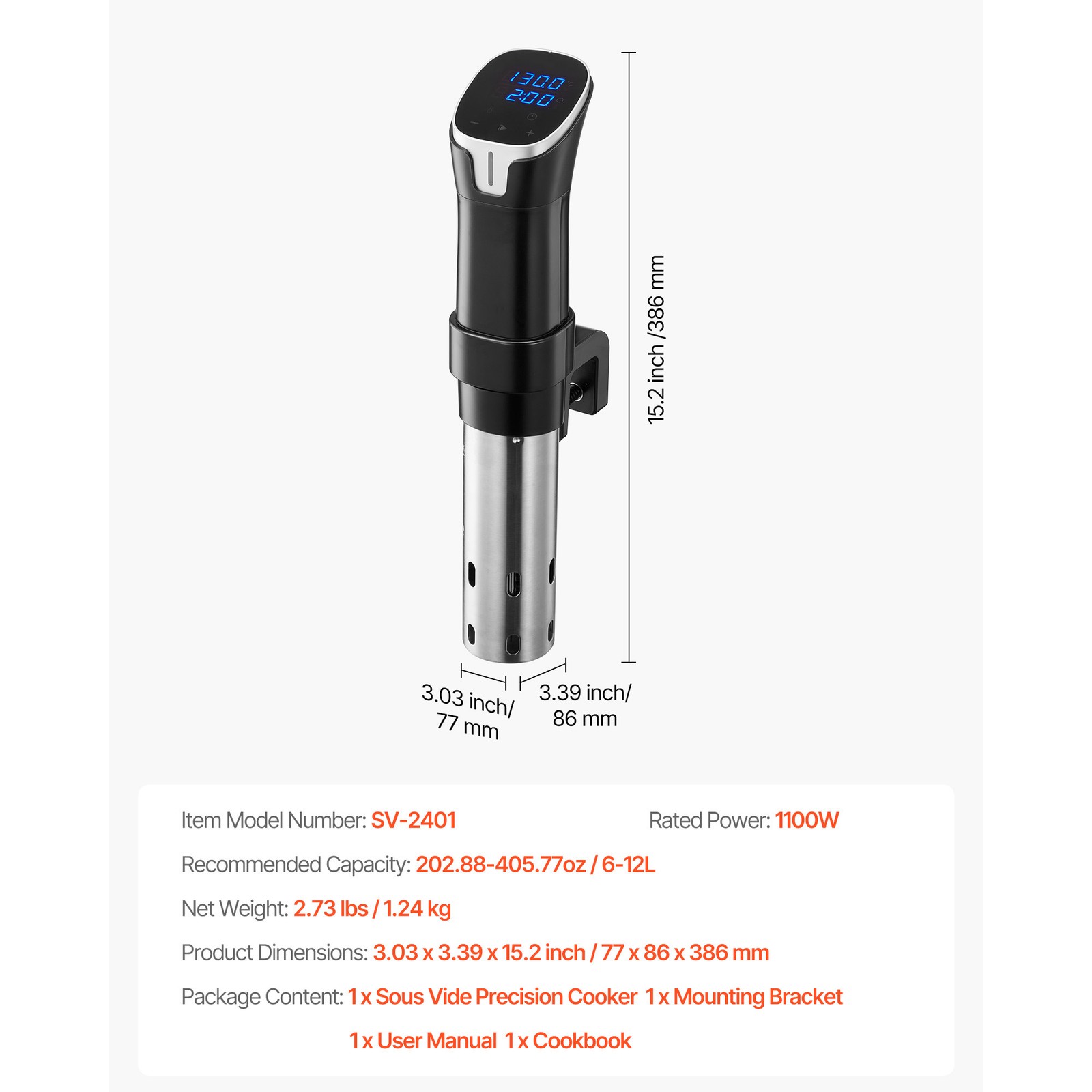 Uimoso Sous Vide Precision Cooker 1100W with WiFi and LED Display for Cooking