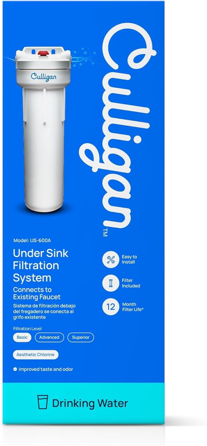 Culligan US-600A Under-Sink Filtration System w/D-20A Filter, for Chlorine Taste