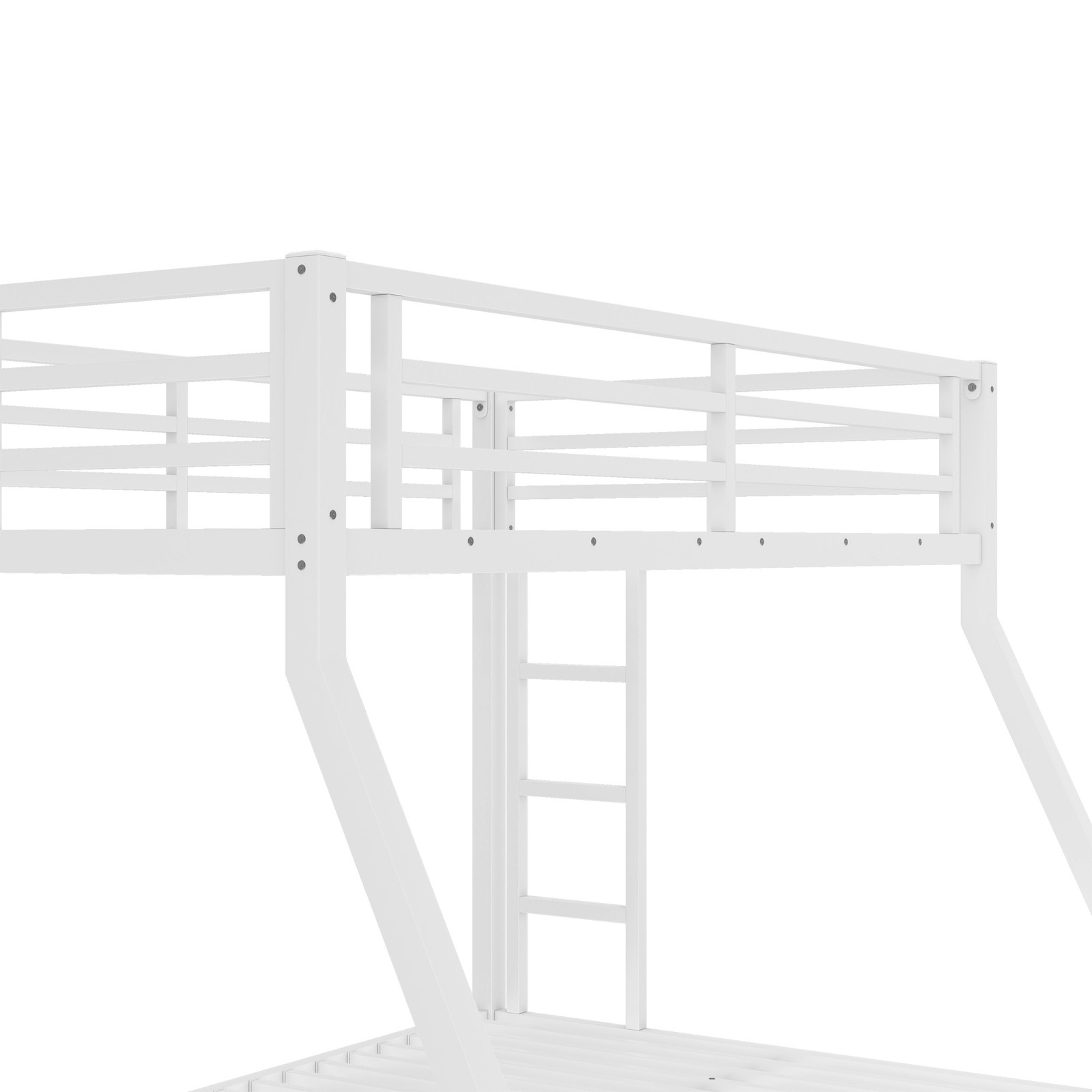 Metal Twin over Full Bunk Bed White Bed Frame for Teens and Adults Bedroom