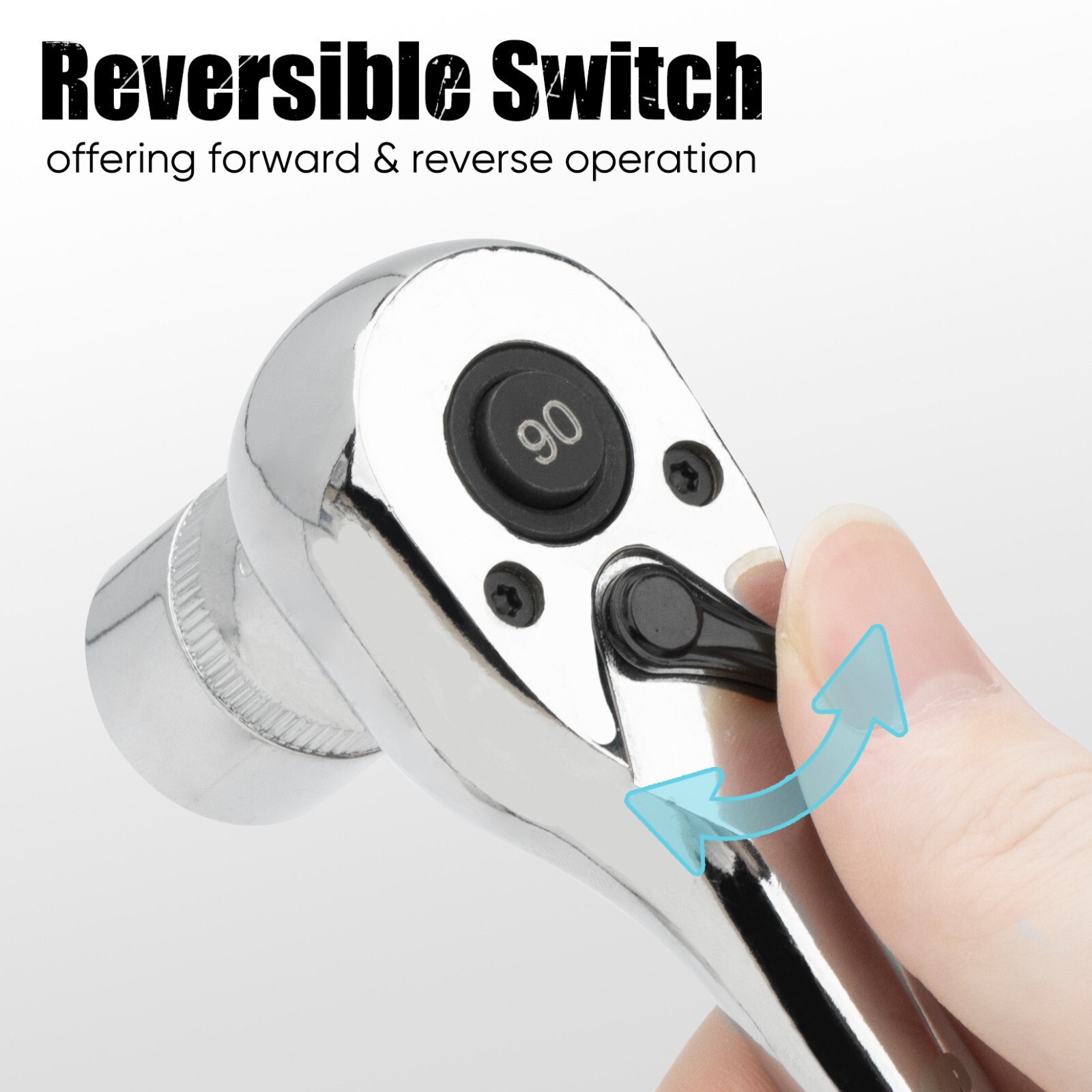 SHALL 90Tooth 3-pc Drive Ratchet Wrench,Quick-Release&Reversible,1/4”3/8”1/2”