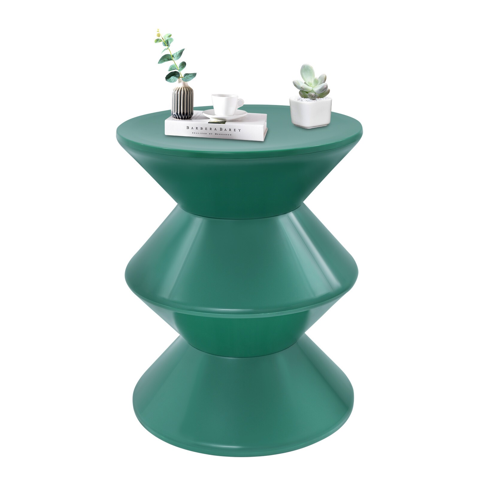 Hourglass Round Side Table 36 × 45 cm (14.2 × 17.7 in) Green PET