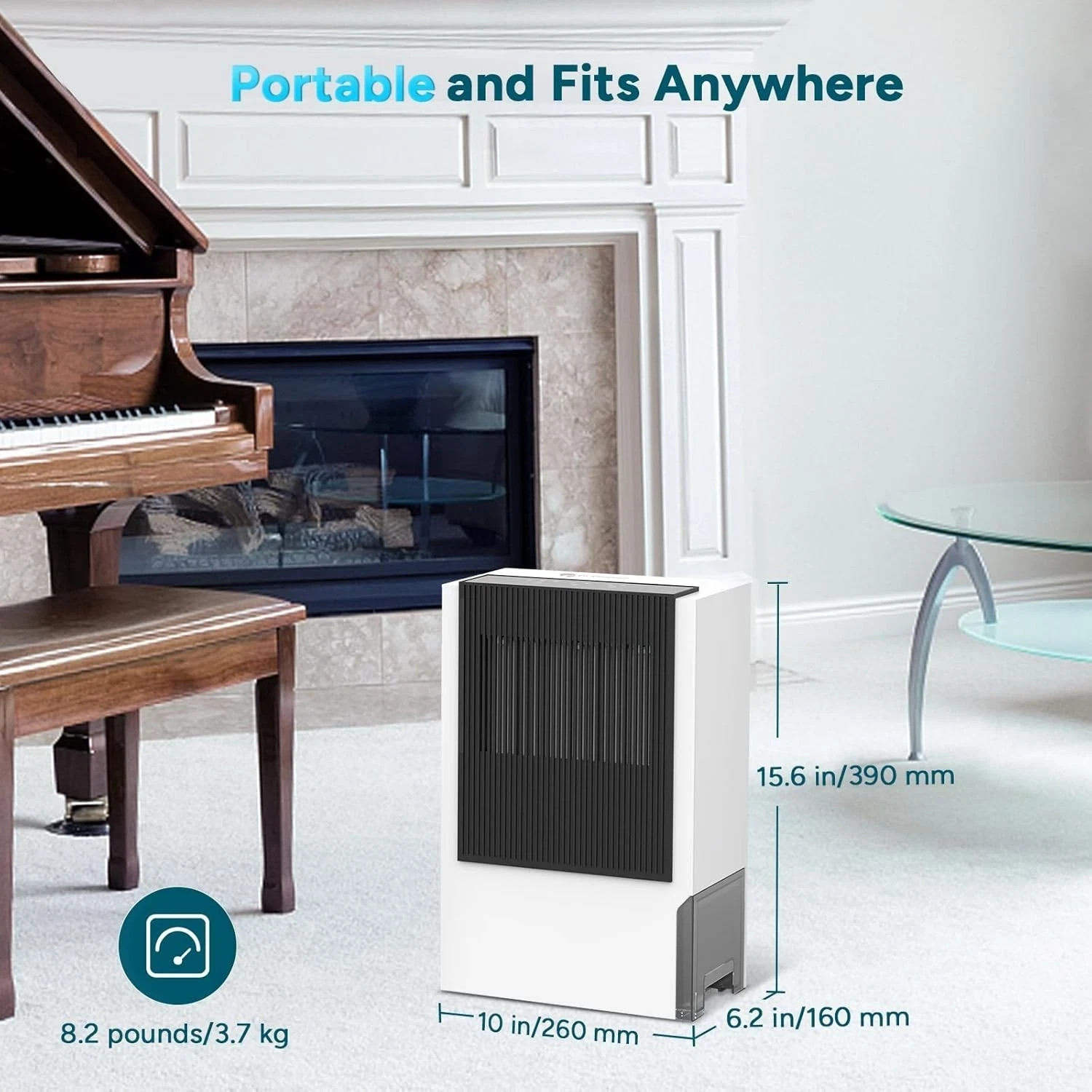 1250 Sq Ft 3L Dehumidifier for Basement Home Large Medium Room w/ Drain Hose