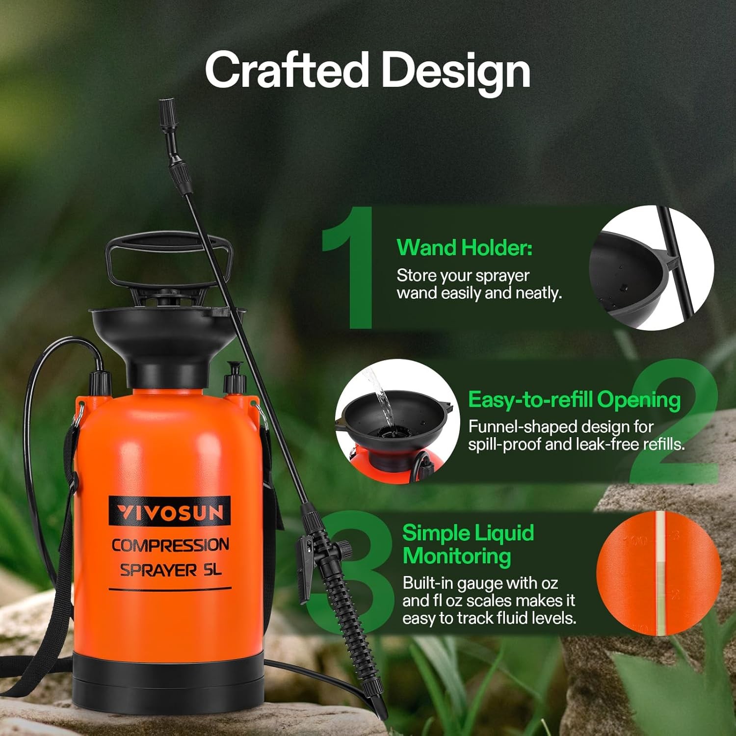 1.35 Gallon Pump Pressure Sprayer Garden Lawn Water Bottle w Shoulder Strap