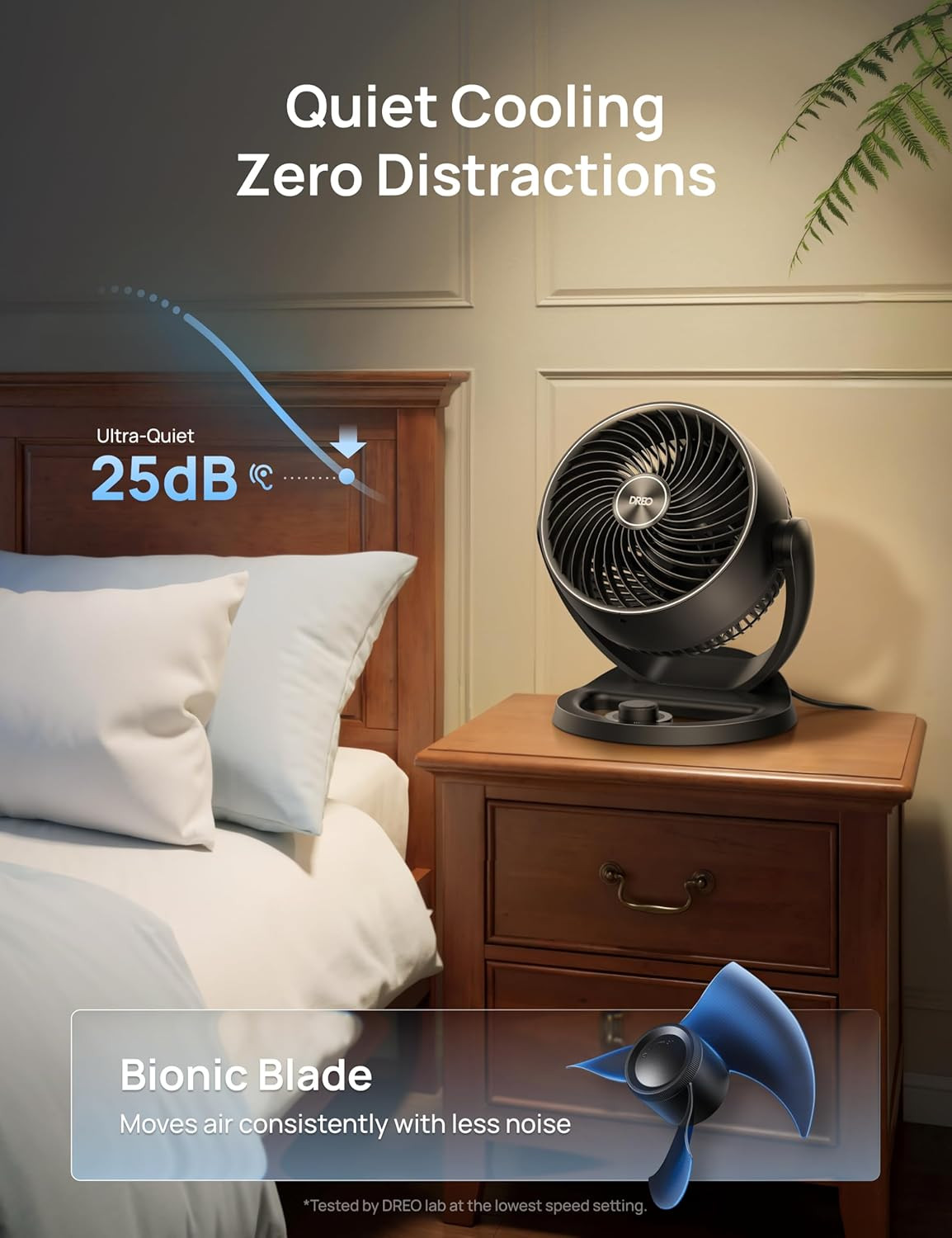 DREO Fan for Bedroom, 12 Inches, 70Ft Powerful Airflow, 25Db Quiet Table Air Cir