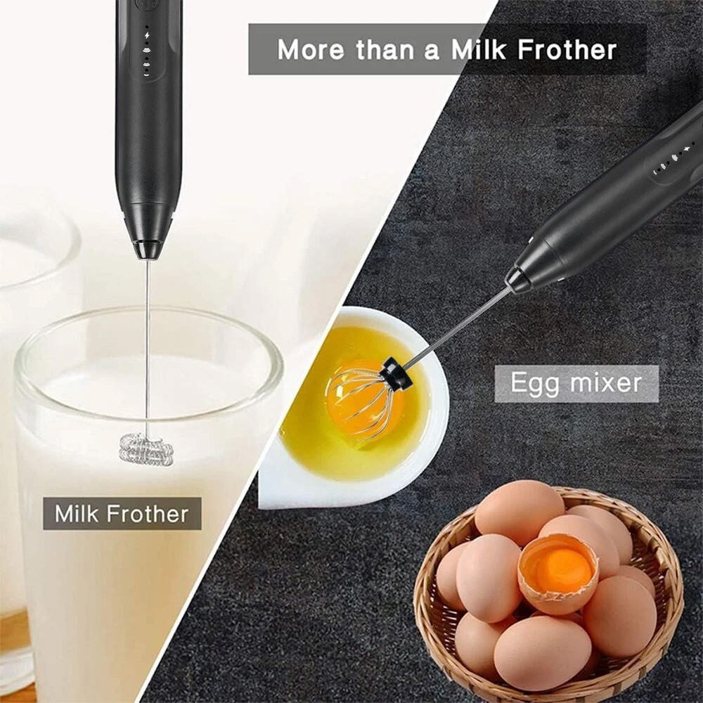 USB Rechargeable Electric Milk Frother Handheld Whisk Mixer Stirrer Coffee New