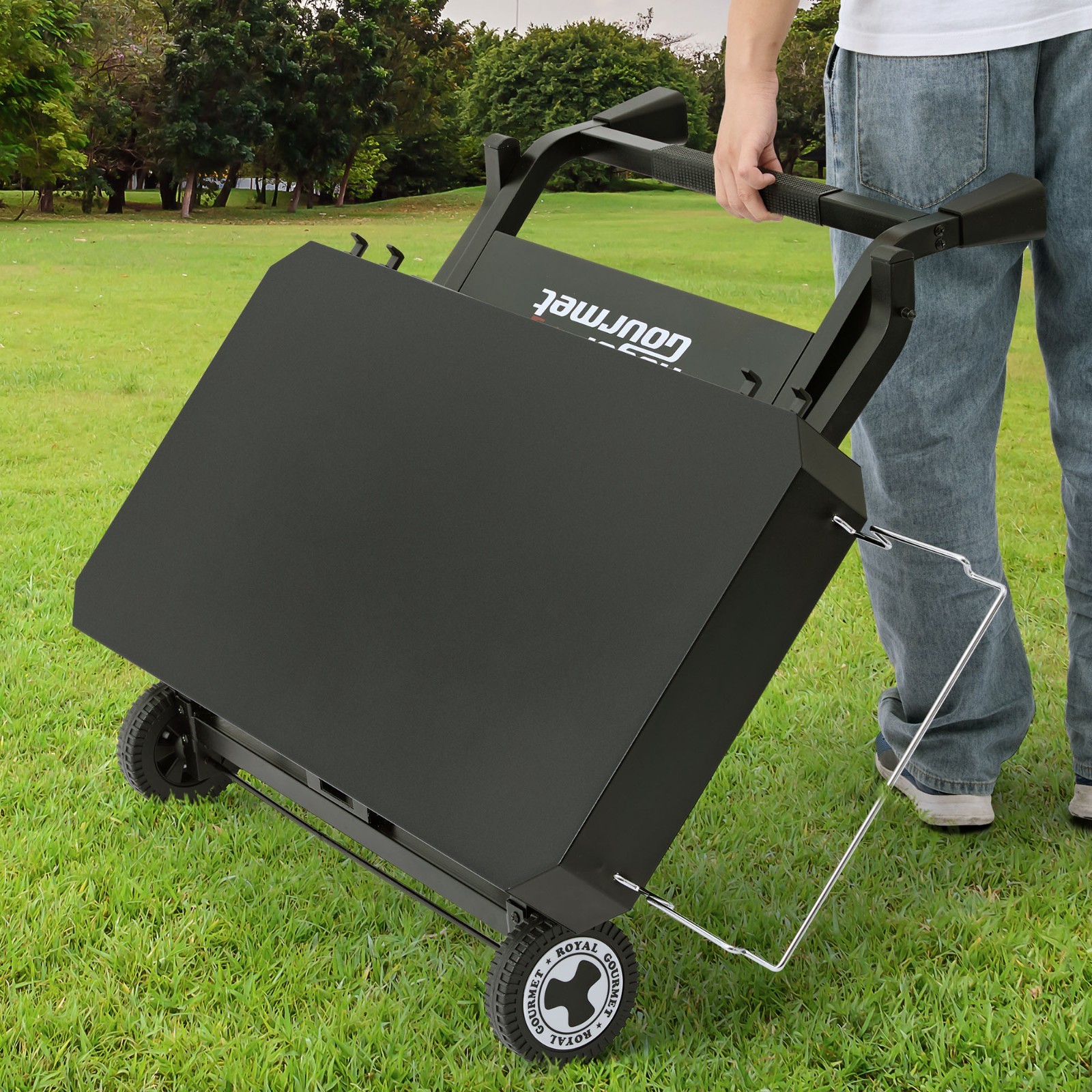 Royal Gourmet Portable Collapsible Grill Stand, Folding Grill Cart Trolley