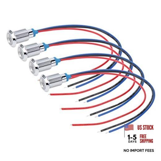 4 Sets LED Indicator Light 10mm Common Cathod Round LEDs Pre‑Wired Dual Color
