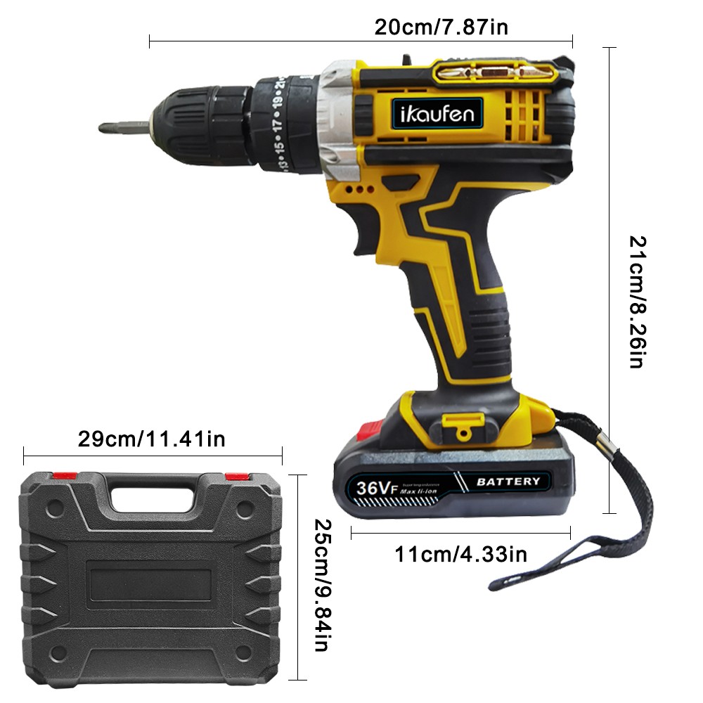 28pcs Electric Cordless Drill Screwdriver Bits Set 2X Battery 1X Charger B1