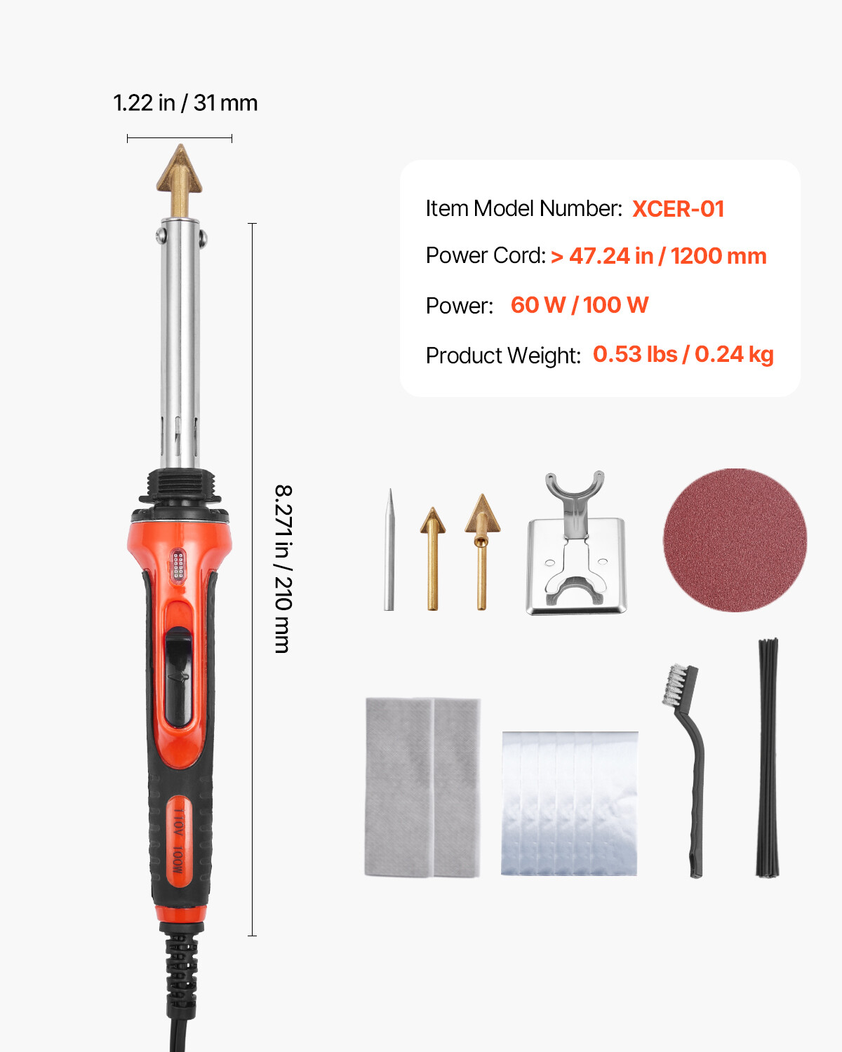 Plastic Welder Kit 60W/100W Plastic Welding Kit with 3 Tips & 20 Rods