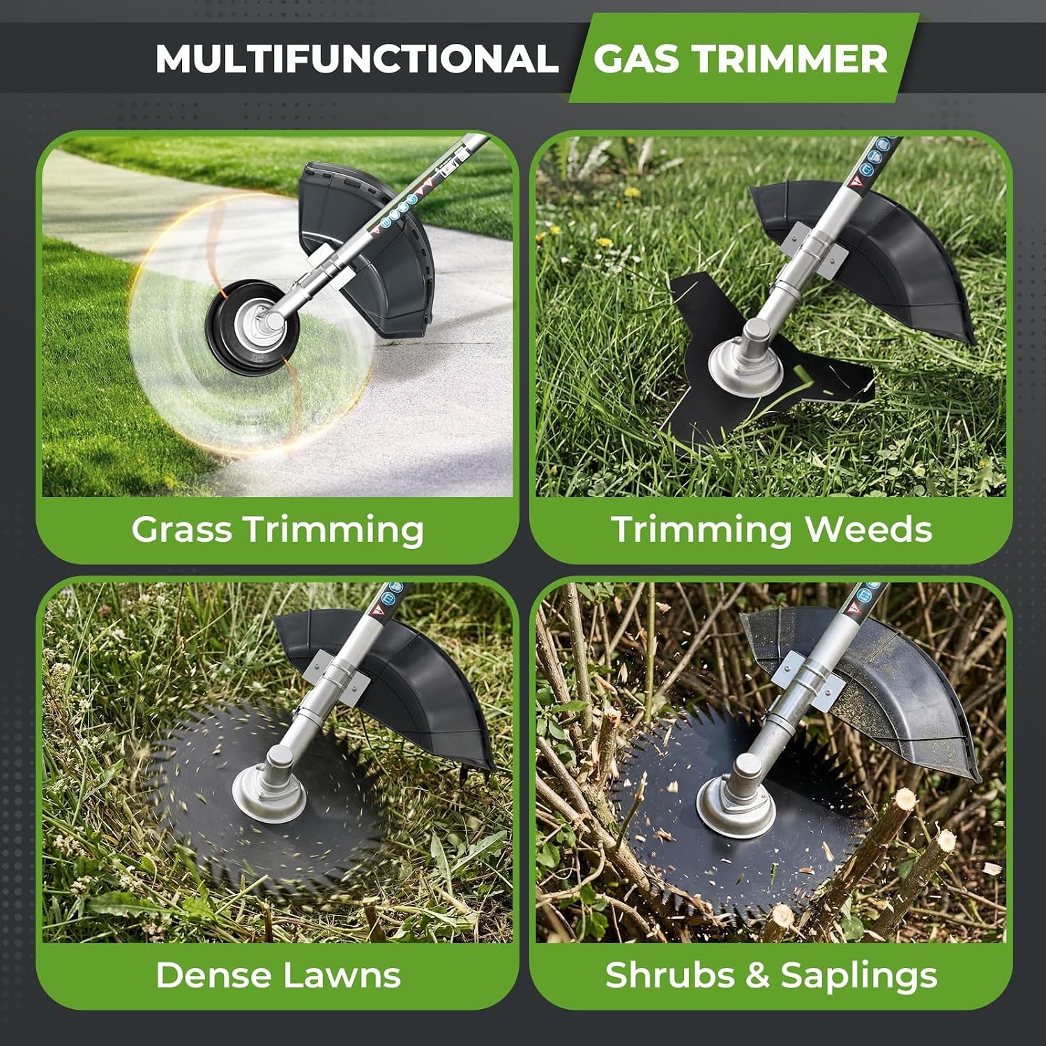 52CC Backpack 6-in-1 Multi-Functional Weed Wacker Gas Powered Hedge Trimmer