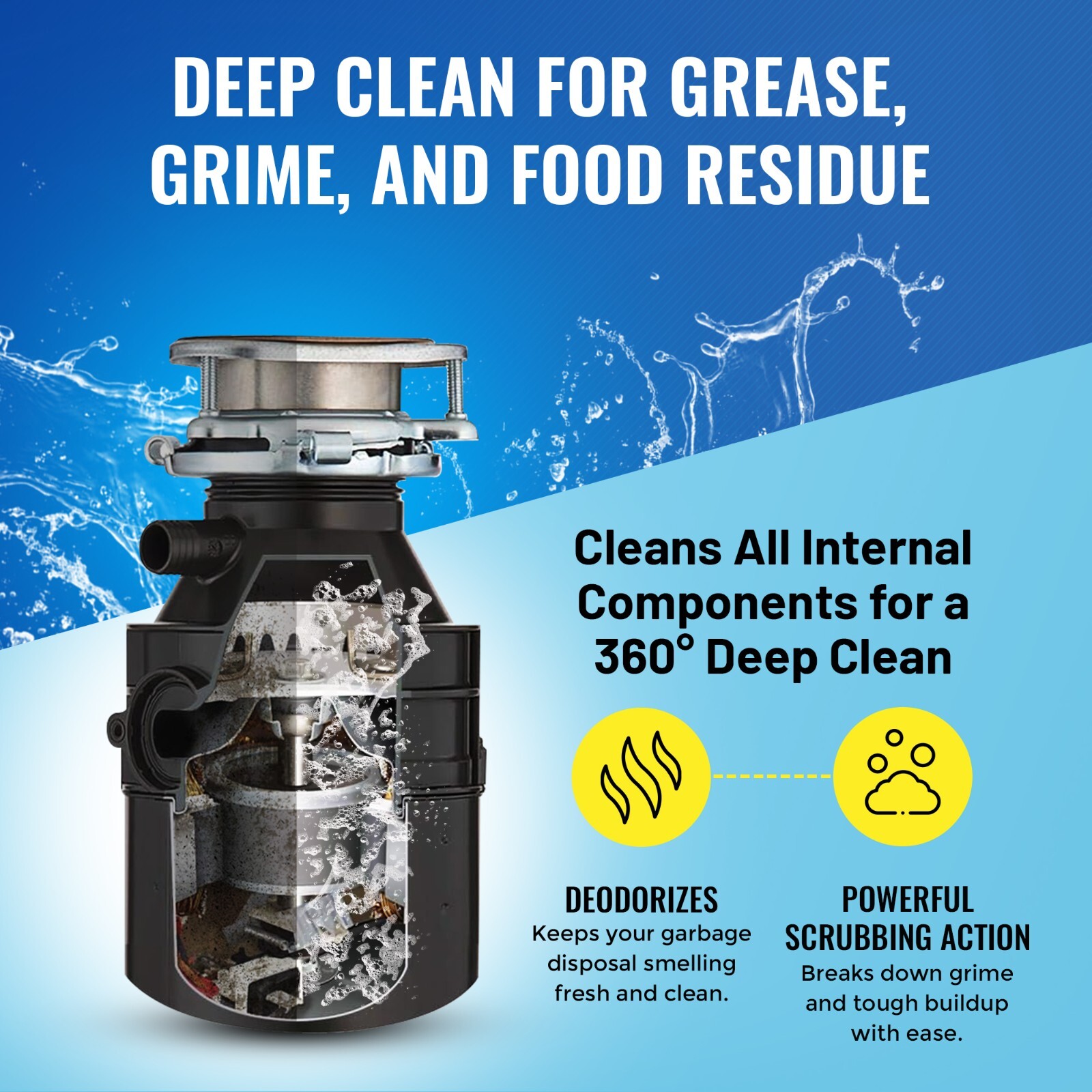 Foaming Garbage Disposal Cleaner Deodorizer Tablets – 24 Pack (1 Year Supply)