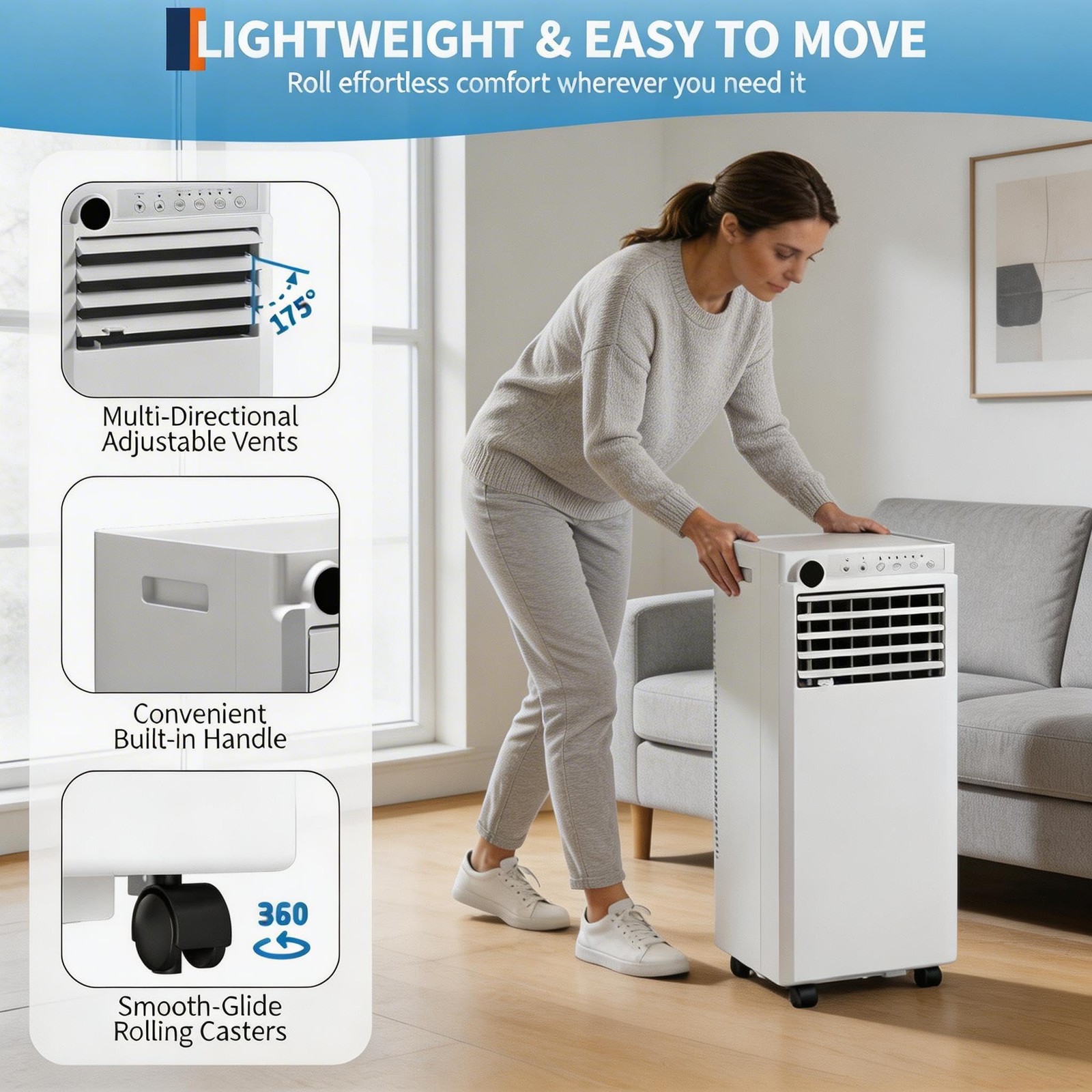 Garvee Portable Air Conditioner 10000 BTU 5-in-1 Portable AC Unit 450 Sq ft LED