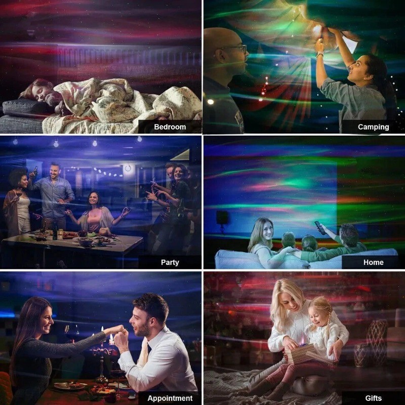 2 Pcs Northern Lights Galaxy Projection Lamp Aurora Star Projector Night Lights